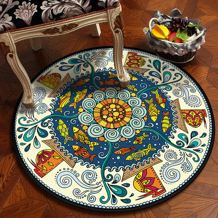 BowLift | Moroccan Mandala Rug Multicolored Synthetic Rug Stain Resistant Non-Slip Machine Washable Rug for the Dining Room