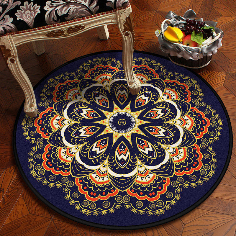 BowLift | Moroccan Mandala Rug Multicolored Synthetic Rug Stain Resistant Non-Slip Machine Washable Rug for the Dining Room