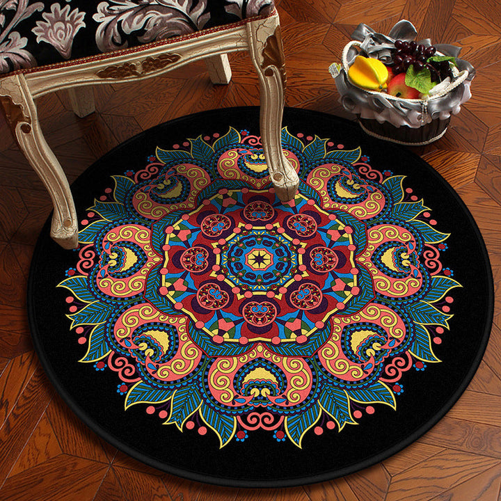BowLift | Moroccan Mandala Rug Multicolored Synthetic Rug Stain Resistant Non-Slip Machine Washable Rug for the Dining Room