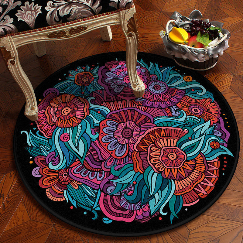 BowLift | Moroccan Mandala Rug Multicolored Synthetic Rug Stain Resistant Non-Slip Machine Washable Rug for the Dining Room