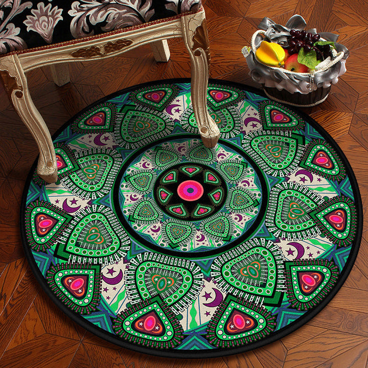 BowLift | Moroccan Mandala Rug Multicolored Synthetic Rug Stain Resistant Non-Slip Machine Washable Rug for the Dining Room