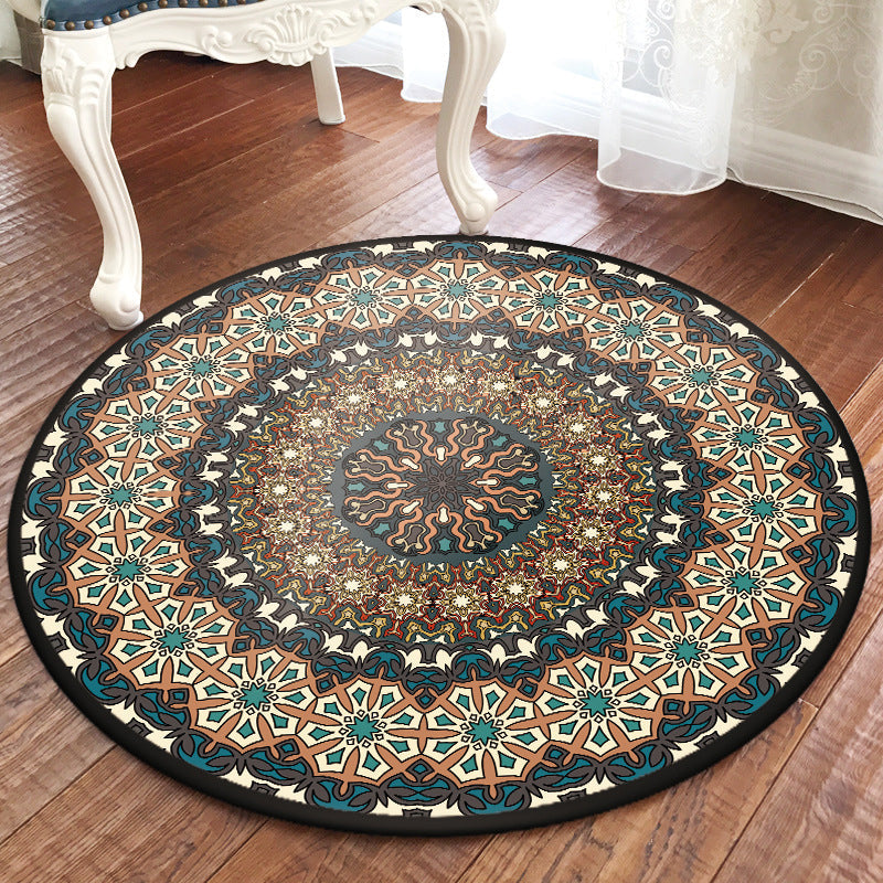 BowLift | Traditional Multicolored Moroccan Carpet Polypropylene Mandala Area Rug Non-Slip Machine Washable Stain Resistant Rug for Rome