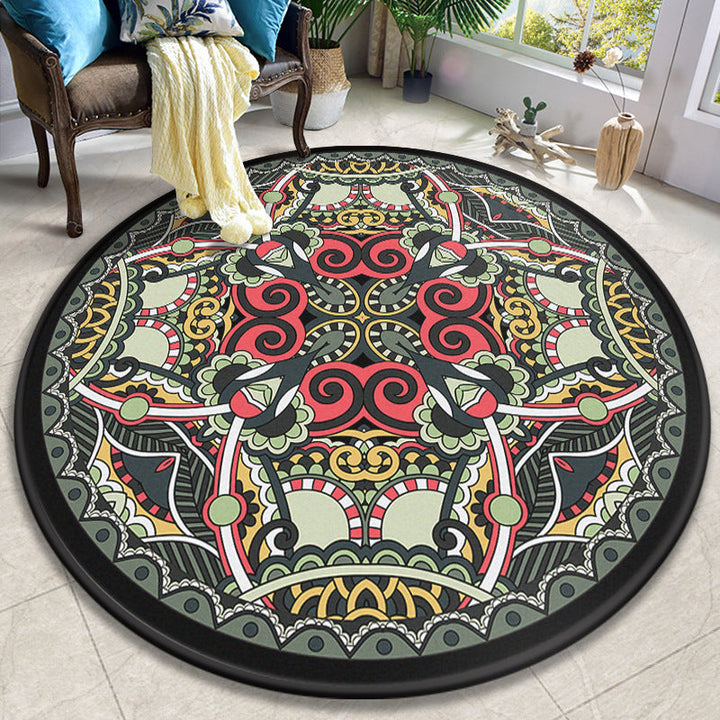 Colorful Mandala Rug Polyester Turkish Indoor Rug Anti-Slip Mat Machine Washable Pet-Friendly Rug for the Living Room | Bowlift