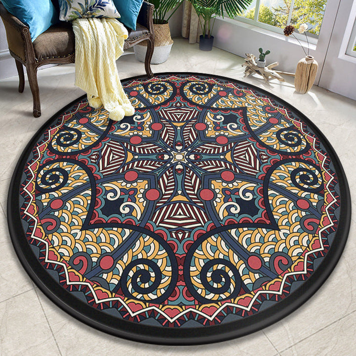 Colorful Mandala Rug Polyester Turkish Indoor Rug Anti-Slip Mat Machine Washable Pet-Friendly Rug for the Living Room | Bowlift