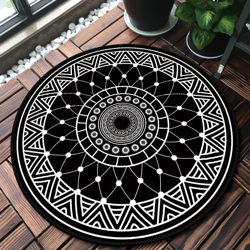 Unique multicolored mandala rug Synthetic Moroccan rug Stain resistant Non-slip backing Machine washable rug for the front door | Bowlift