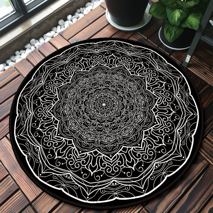 Unique multicolored mandala rug Synthetic Moroccan rug Stain resistant Non-slip backing Machine washable rug for the front door | Bowlift