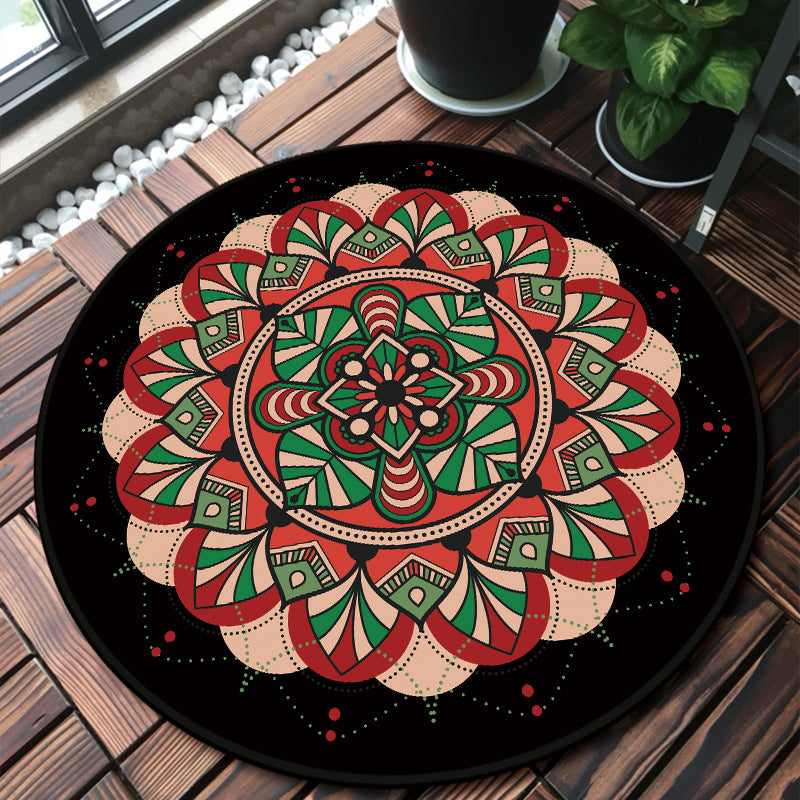 Unique multicolored mandala rug Synthetic Moroccan rug Stain resistant Non-slip backing Machine washable rug for the front door | Bowlift