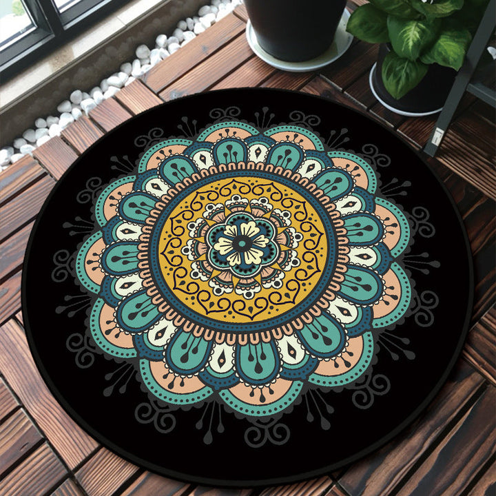 Unique multicolored mandala rug Synthetic Moroccan rug Stain resistant Non-slip backing Machine washable rug for the front door | Bowlift