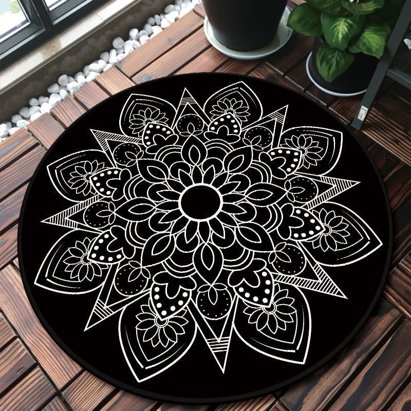 Unique multicolored mandala rug Synthetic Moroccan rug Stain resistant Non-slip backing Machine washable rug for the front door | Bowlift