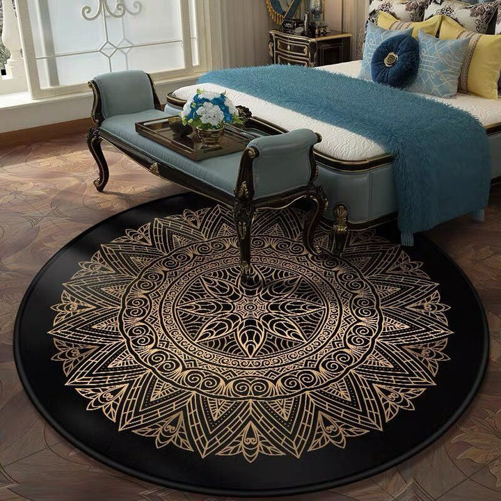BowLift | Retro Dark Colored Moroccan Carpet Polypropylene Mandala Pattern Carpet Washable Non-Slip Pet-Friendly Carpet for the Living Room