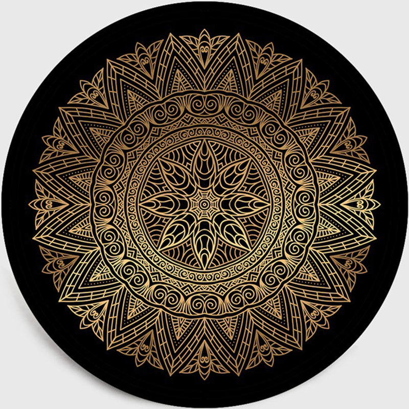 BowLift | Retro Dark Colored Moroccan Carpet Polypropylene Mandala Pattern Carpet Washable Non-Slip Pet-Friendly Carpet for the Living Room