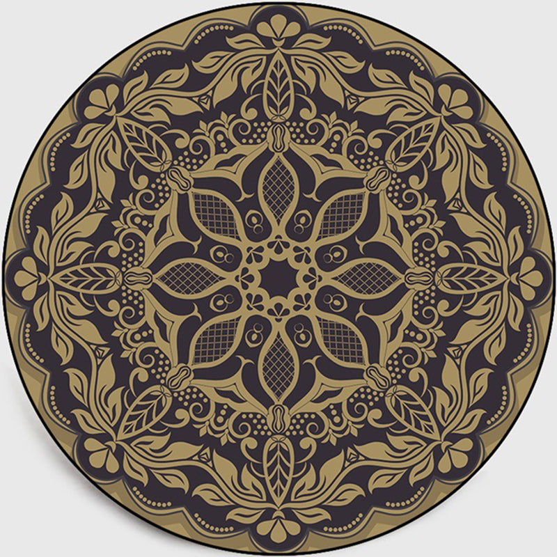 BowLift | Retro Dark Colored Moroccan Carpet Polypropylene Mandala Pattern Carpet Washable Non-Slip Pet-Friendly Carpet for the Living Room