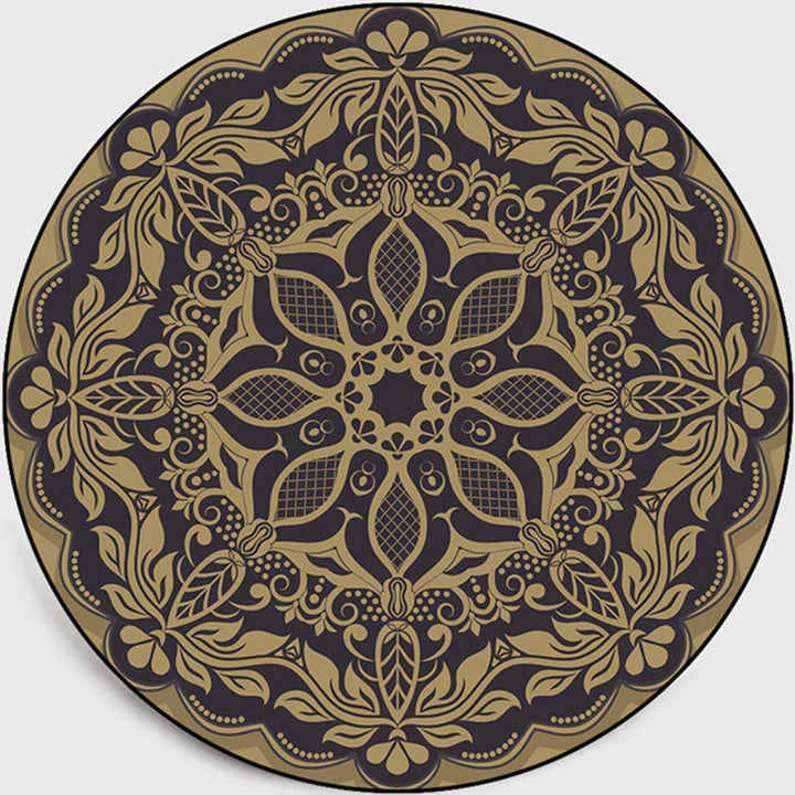 BowLift | Retro Dark Colored Moroccan Carpet Polypropylene Mandala Pattern Carpet Washable Non-Slip Pet-Friendly Carpet for the Living Room