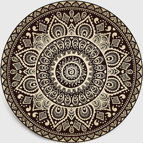 BowLift | Retro Dark Colored Moroccan Carpet Polypropylene Mandala Pattern Carpet Washable Non-Slip Pet-Friendly Carpet for the Living Room