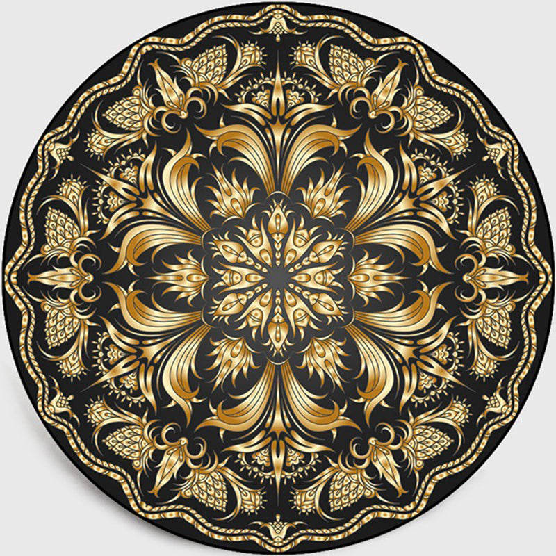 BowLift | Retro Dark Colored Moroccan Carpet Polypropylene Mandala Pattern Carpet Washable Non-Slip Pet-Friendly Carpet for the Living Room