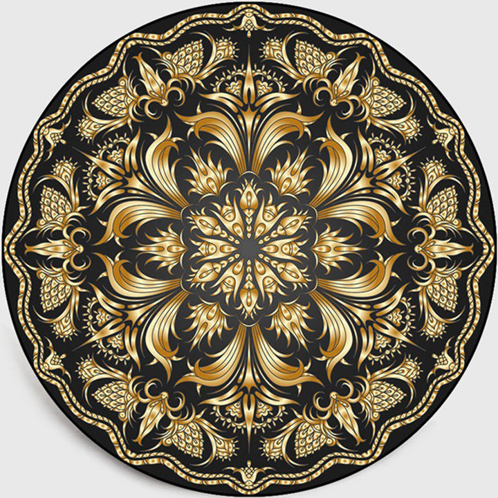 BowLift | Retro Dark Colored Moroccan Carpet Polypropylene Mandala Pattern Carpet Washable Non-Slip Pet-Friendly Carpet for the Living Room