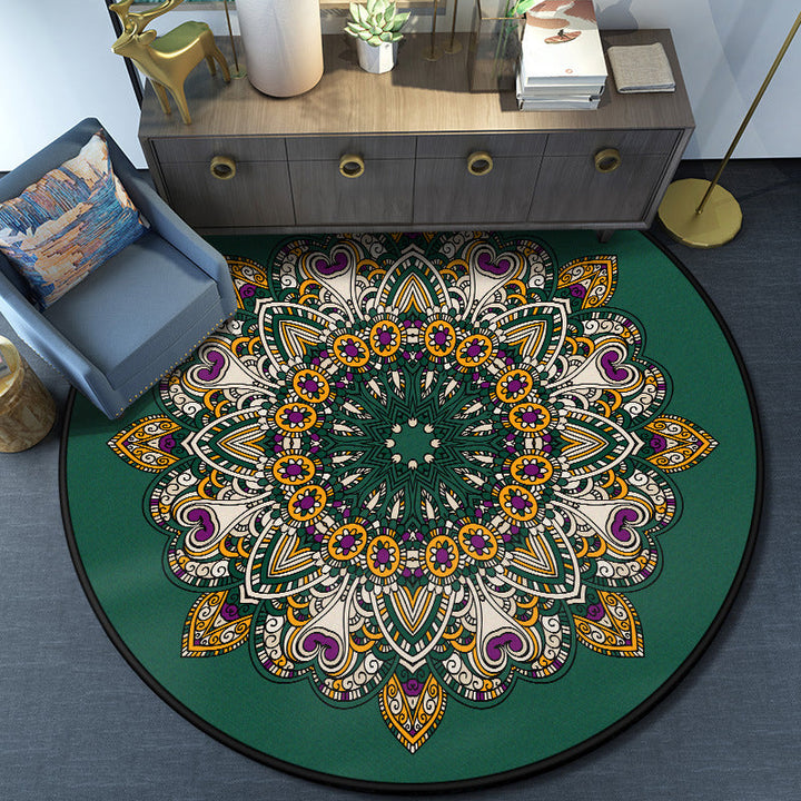 Turkish Mandala Rug Multicolored Synthetic Rug Washable Pet-Friendly Non-Slip Back Rug for the Large Room | Bowlift