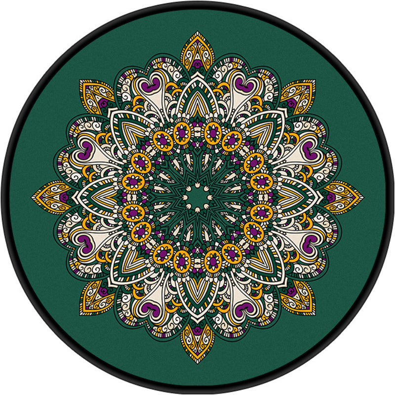 Turkish Mandala Rug Multicolored Synthetic Rug Washable Pet-Friendly Non-Slip Back Rug for the Large Room | Bowlift