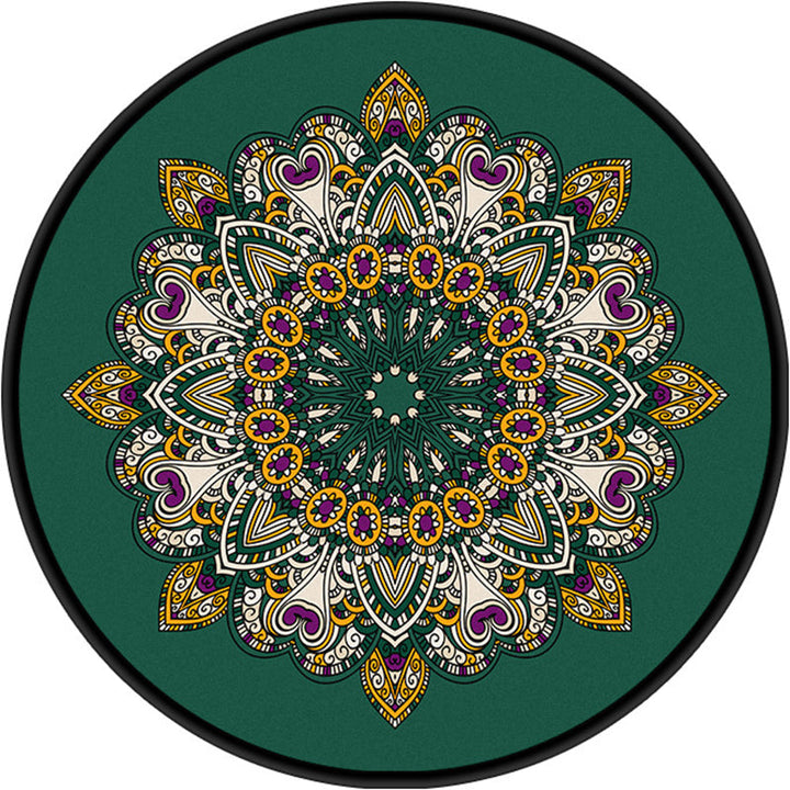Turkish Mandala Rug Multicolored Synthetic Rug Washable Pet-Friendly Non-Slip Back Rug for the Large Room | Bowlift