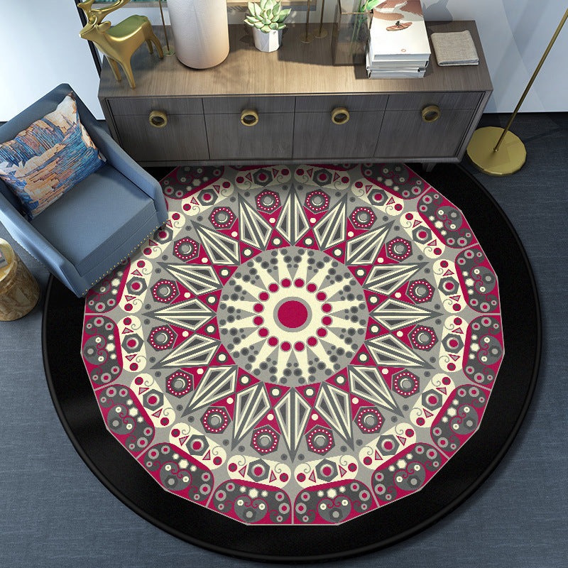 Turkish Mandala Rug Multicolored Synthetic Rug Washable Pet-Friendly Non-Slip Back Rug for the Large Room | Bowlift