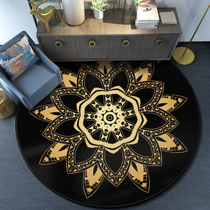 Turkish Mandala Rug Multicolored Synthetic Rug Washable Pet-Friendly Non-Slip Back Rug for the Large Room | Bowlift