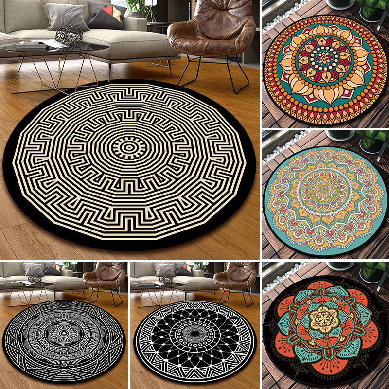 BowLift | Classic Multicolor Mandala Rug Polypropylene Moroccan Rug Stain Resistant Machine Washable Non-Slip Rug for the Door