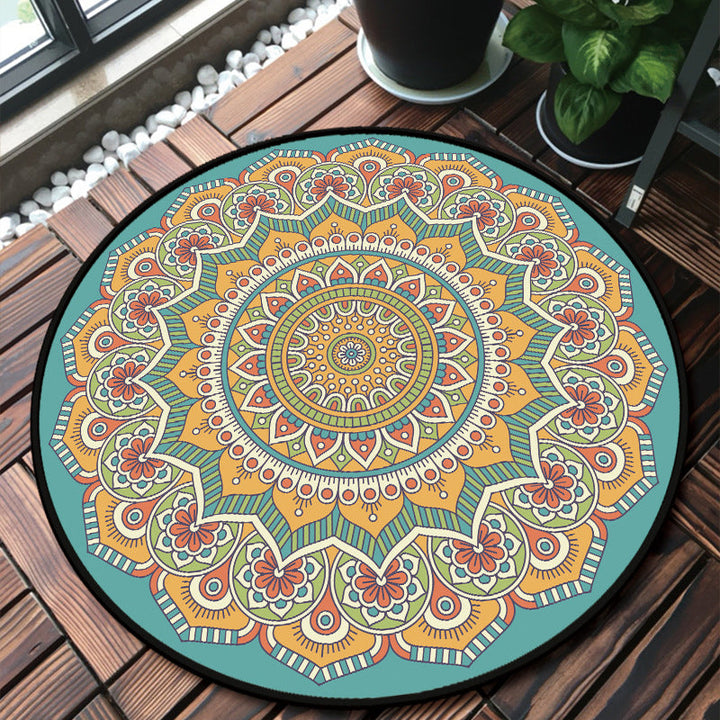 Classic multi-colored mandala rug polypropylene Moroccan rug dirt-resistant machine washable non-slip rug for the door | Bowlift