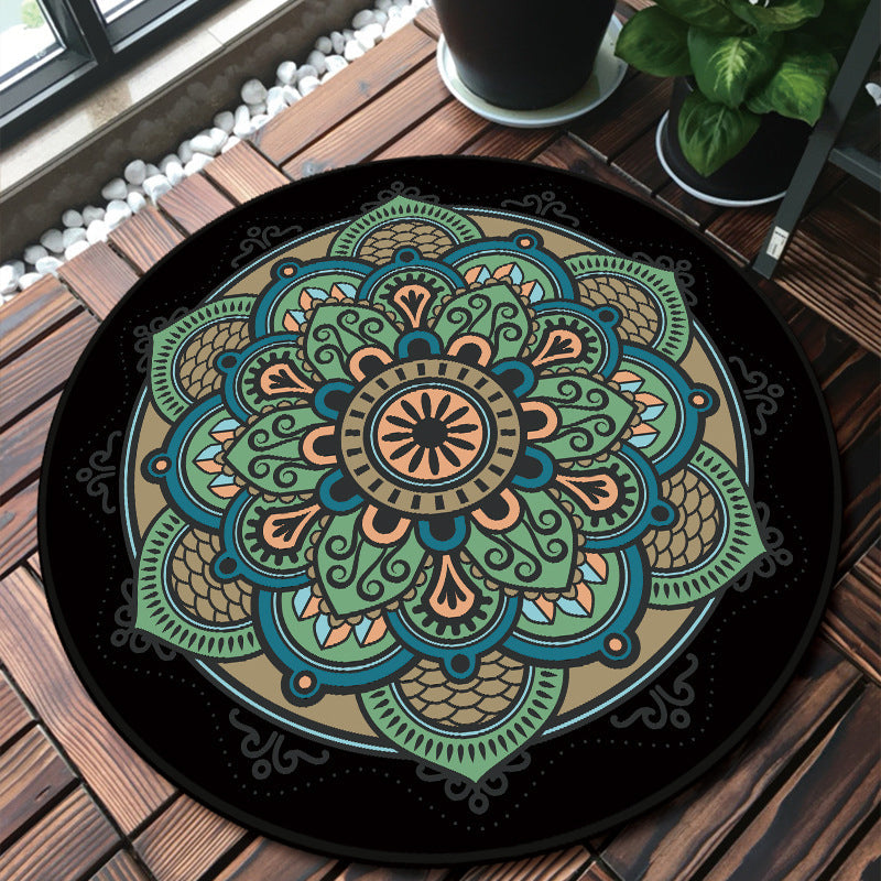 BowLift | Classic Multicolor Mandala Rug Polypropylene Moroccan Rug Stain Resistant Machine Washable Non-Slip Rug for the Door