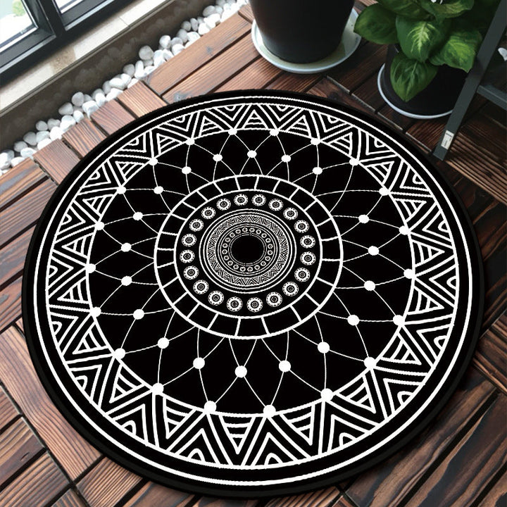 BowLift | Classic Multicolor Mandala Rug Polypropylene Moroccan Rug Stain Resistant Machine Washable Non-Slip Rug for the Door