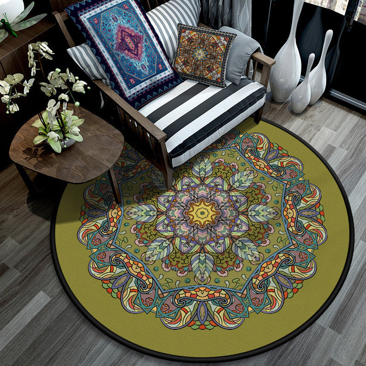 Retro Mandala Indoor Rug Dark Color Moroccan Rug Polypropylene Non-Slip Pet Friendly Washable Rug for the Living Room | Bowlift