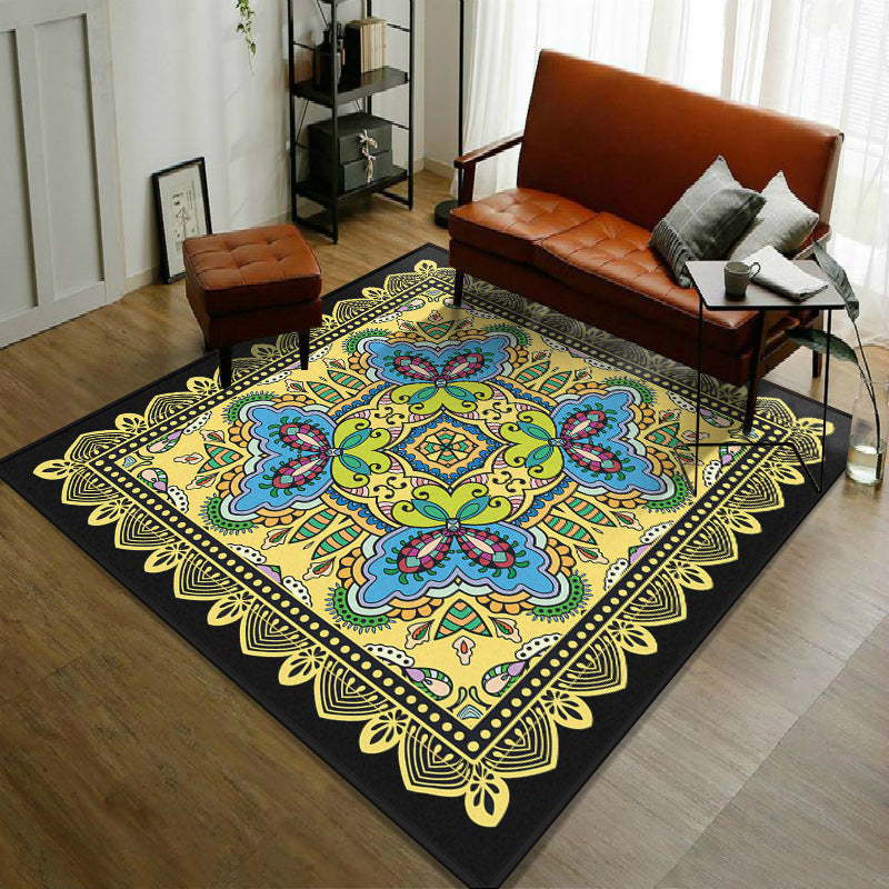 Trendy symmetrical floral rug multicolored Moroccan style rug synthetic rug for the room | Bowlift