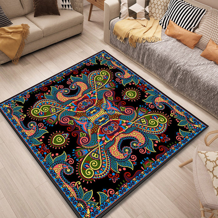 Persian Door Mat Multicolored Tribal Print Rug Polypropylene Pet Friendly Non-Slip Stain Resistant Rug | Bowlift