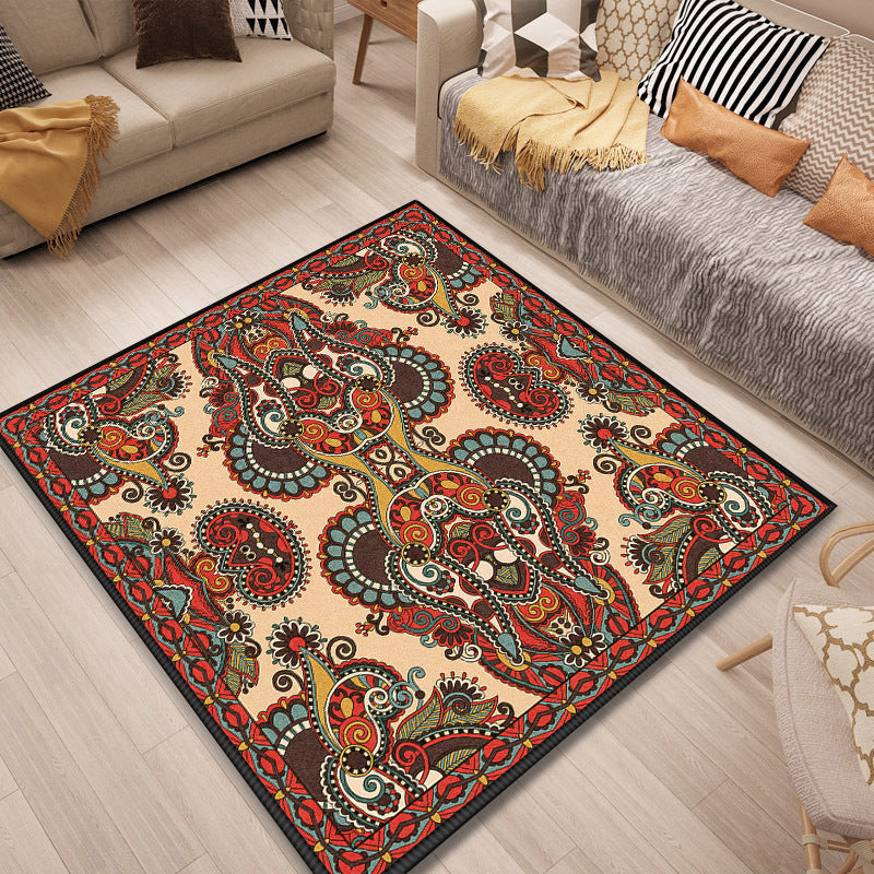 Persian Door Mat Multicolored Tribal Print Rug Polypropylene Pet Friendly Non-Slip Stain Resistant Rug | Bowlift