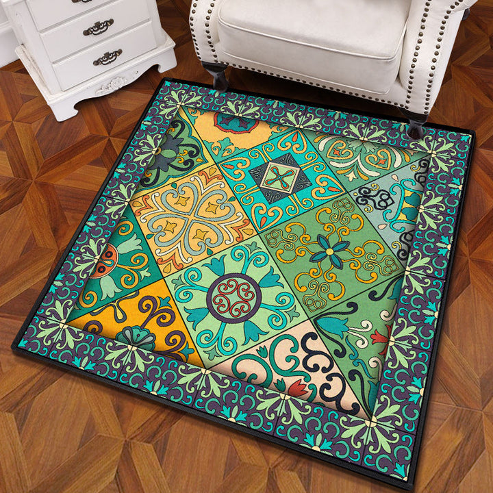 BowLift | Multicolored Mandala Rug Polypropylene Turkish Carpet Non-Slip Backing Stain-Resistant Machine Washable Carpet for Bedroom