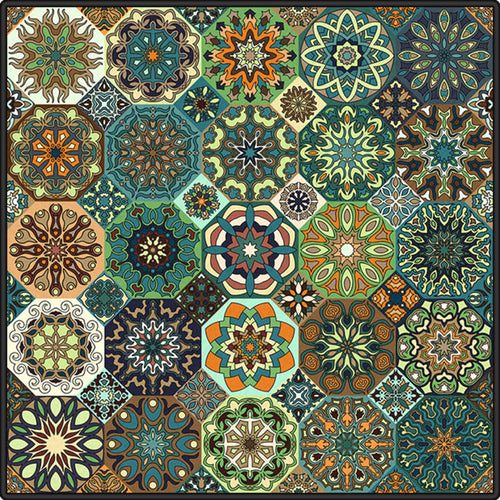 BowLift | Multicolored Mandala Rug Polypropylene Turkish Carpet Non-Slip Backing Stain-Resistant Machine Washable Carpet for Bedroom
