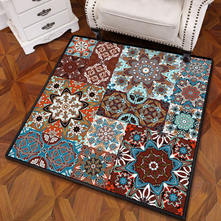 BowLift | Multicolored Mandala Rug Polypropylene Turkish Carpet Non-Slip Backing Stain-Resistant Machine Washable Carpet for Bedroom