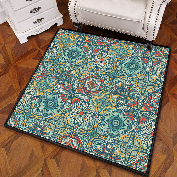 BowLift | Multicolored Mandala Rug Polypropylene Turkish Carpet Non-Slip Backing Stain-Resistant Machine Washable Carpet for Bedroom