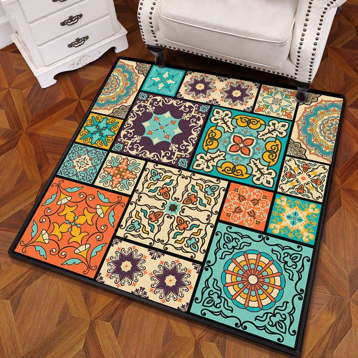 BowLift | Multicolored Mandala Rug Polypropylene Turkish Carpet Non-Slip Backing Stain-Resistant Machine Washable Carpet for Bedroom