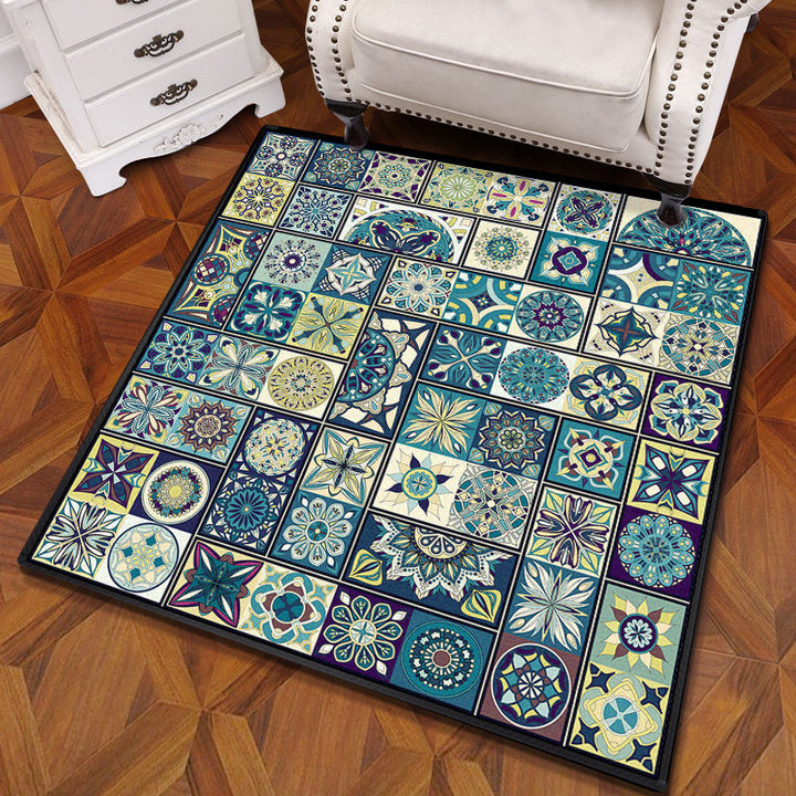 BowLift | Multicolored Mandala Rug Polypropylene Turkish Carpet Non-Slip Backing Stain-Resistant Machine Washable Carpet for Bedroom