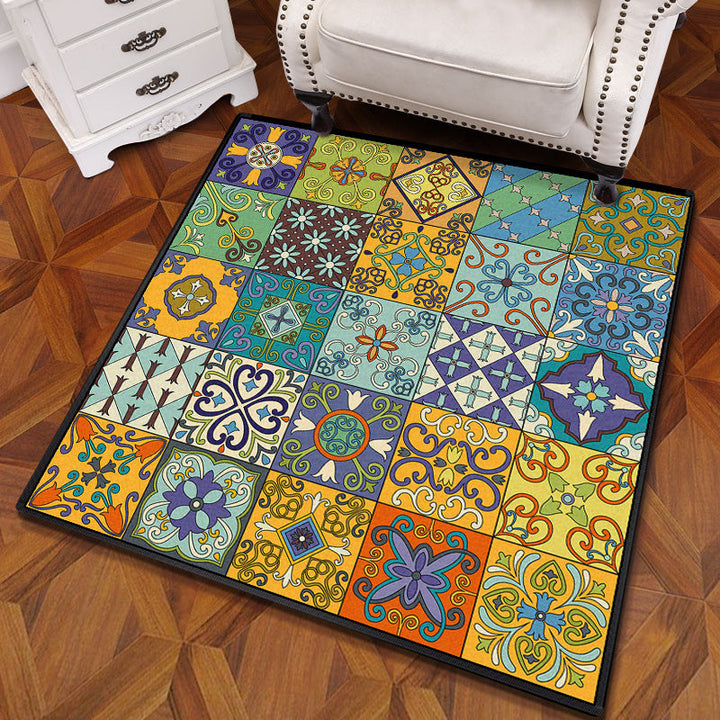 BowLift | Multicolored Mandala Rug Polypropylene Turkish Carpet Non-Slip Backing Stain-Resistant Machine Washable Carpet for Bedroom