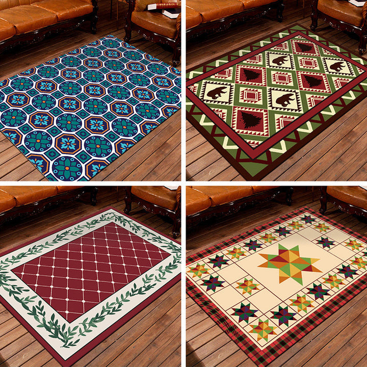 Nostalgic Persian Carpet Multicolored Checkered Carpet Non-Slip Washable Pet-Friendly Rug for the Living Room | Bowlift