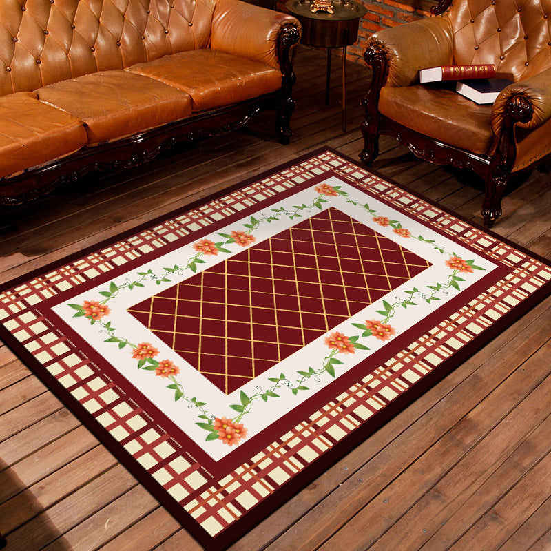 Nostalgic Persian Carpet Multicolored Checkered Carpet Non-Slip Washable Pet-Friendly Rug for the Living Room | Bowlift
