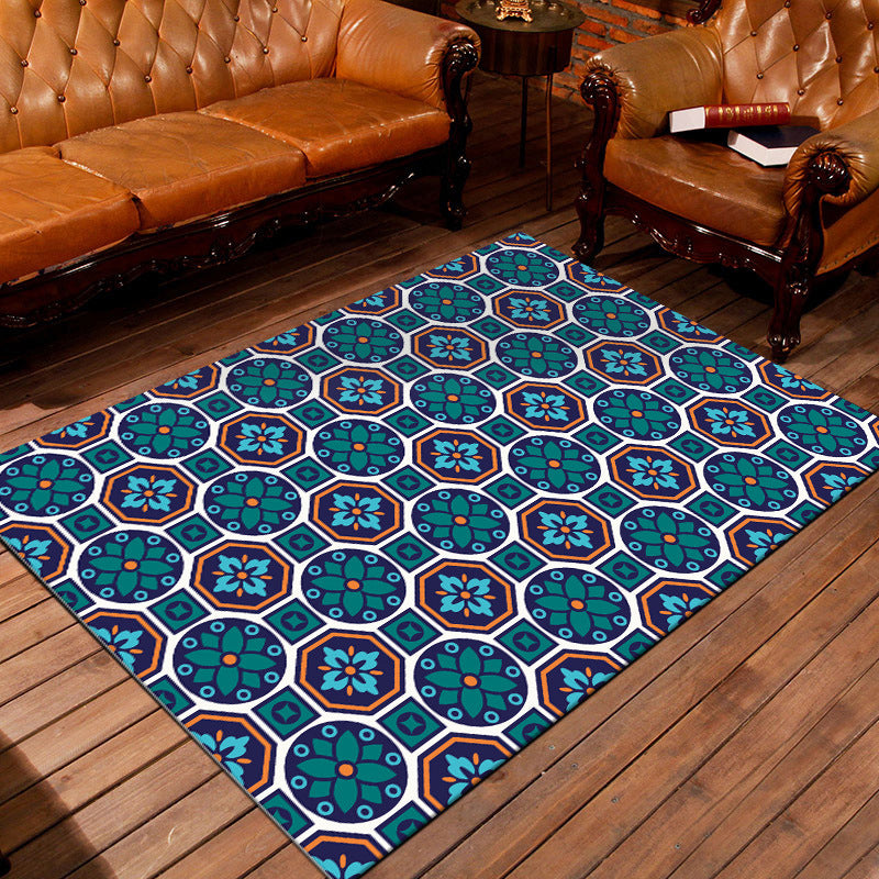 Nostalgic Persian Carpet Multicolored Checkered Carpet Non-Slip Washable Pet-Friendly Rug for the Living Room | Bowlift
