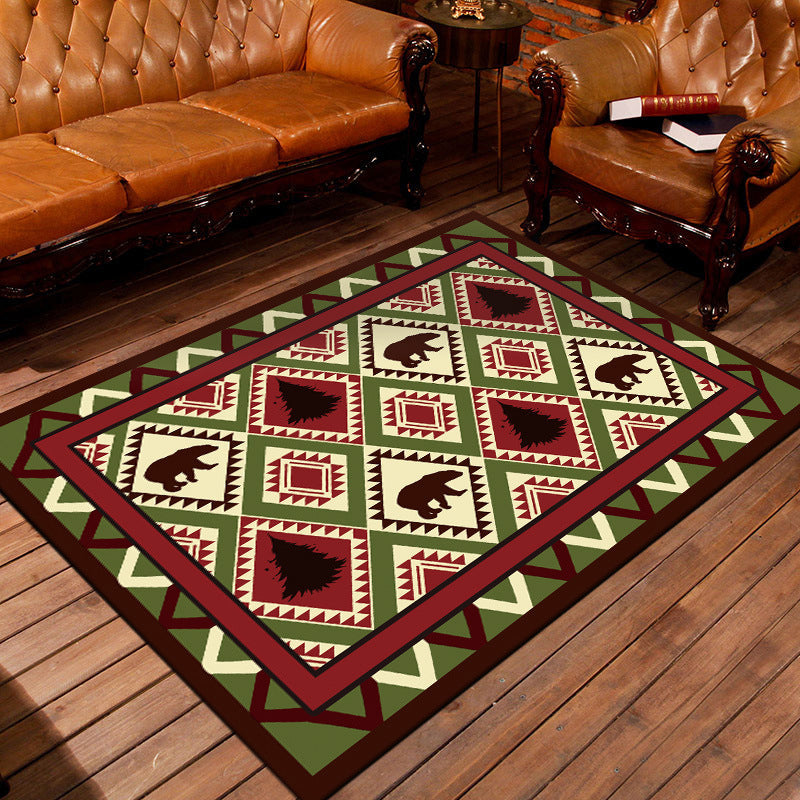 Nostalgic Persian Carpet Multicolored Checkered Carpet Non-Slip Washable Pet-Friendly Rug for the Living Room | Bowlift