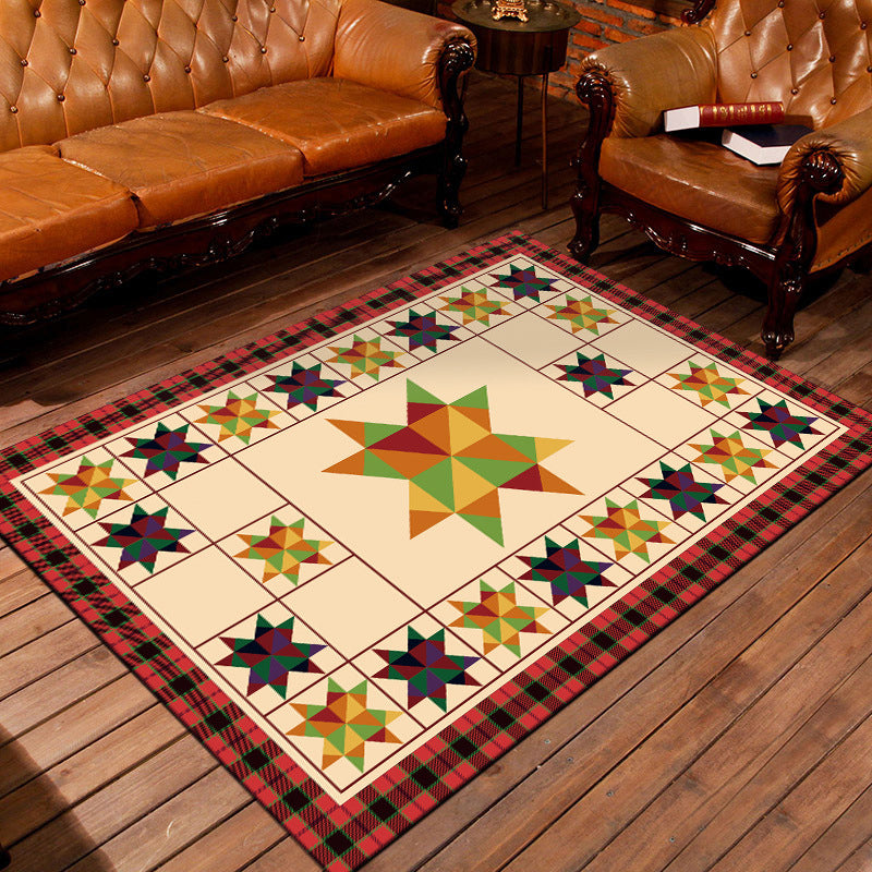 Nostalgic Persian Carpet Multicolored Checkered Carpet Non-Slip Washable Pet-Friendly Rug for the Living Room | Bowlift