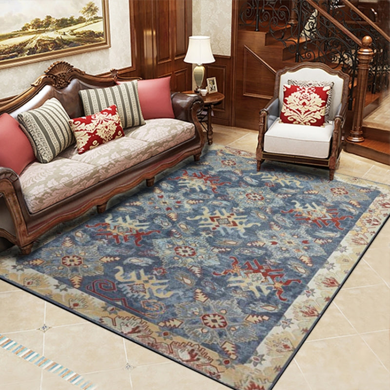 Retro Multicolored Moroccan Rug Synthetic Floral Patterned Rug Non-Slip Washable Pet-Friendly Rug for the Family Room | Bowlift
