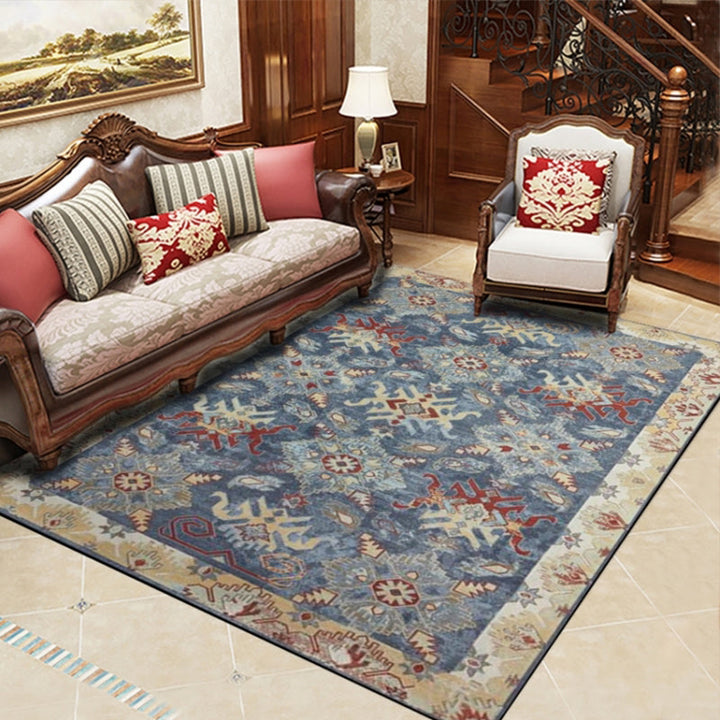 Retro Multicolored Moroccan Rug Synthetic Floral Patterned Rug Non-Slip Washable Pet-Friendly Rug for the Family Room | Bowlift