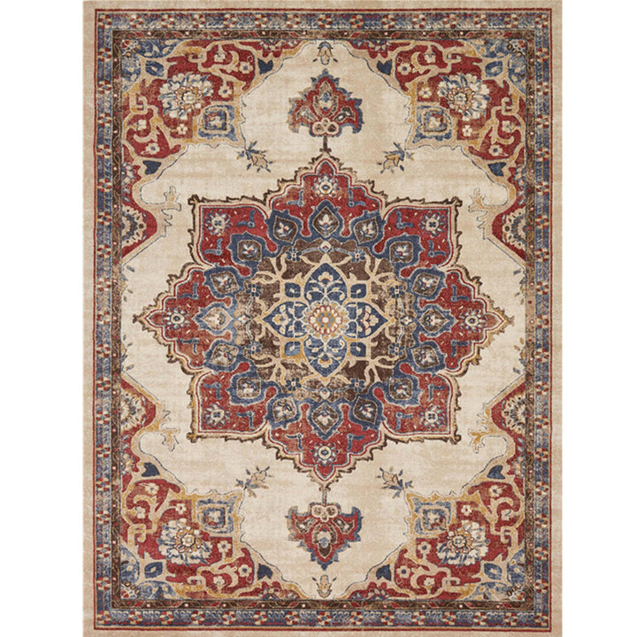 BowLift | Retro Multicolor Moroccan Carpet Synthetic Floral Pattern Rug Non-Slip Washable Pet-Friendly Rug for Living Room