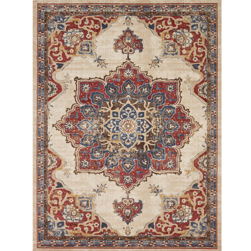 Retro Multicolored Moroccan Rug Synthetic Floral Patterned Rug Non-Slip Washable Pet-Friendly Rug for the Family Room | Bowlift