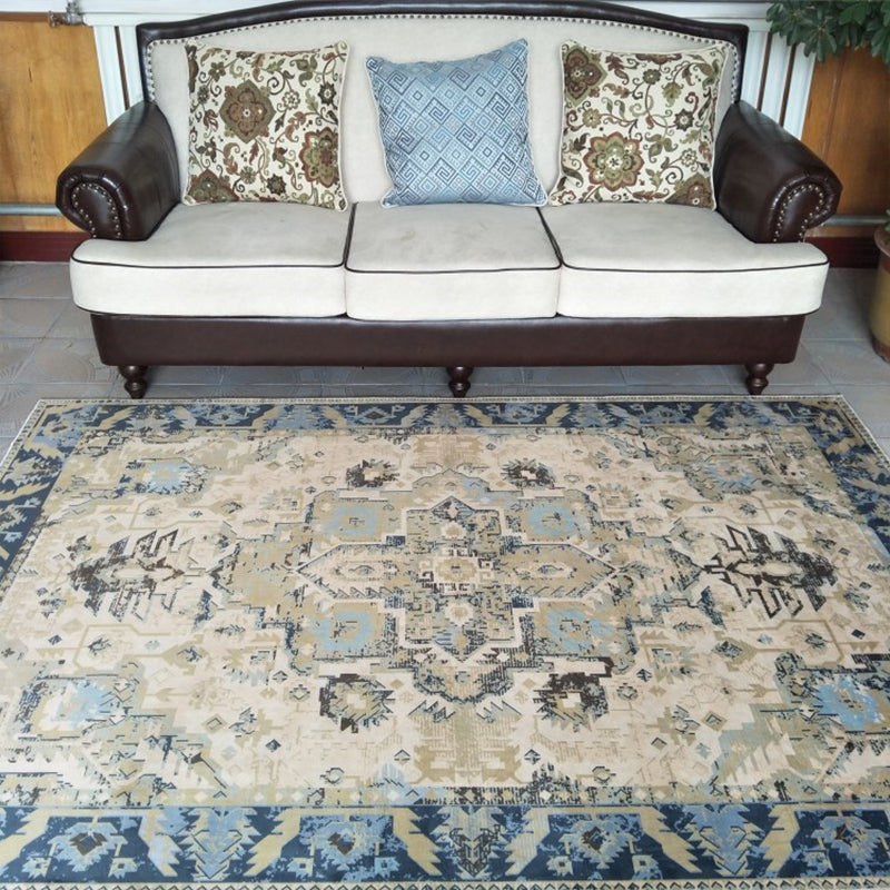 Retro Multicolored Moroccan Rug Synthetic Floral Patterned Rug Non-Slip Washable Pet-Friendly Rug for the Family Room | Bowlift
